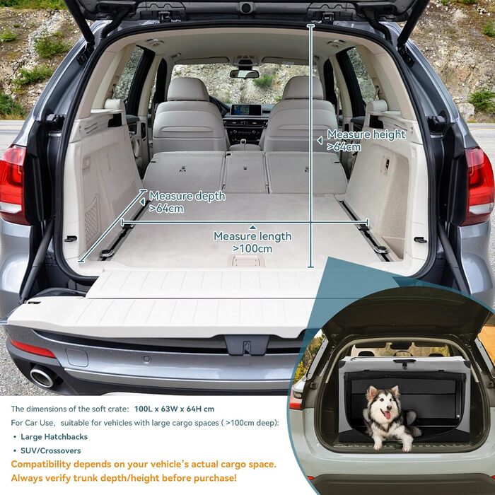 Транспортна переноска для собак Petsfit, XL, сіра - складана, для подорожей та авто, підходить для малих собак та котів