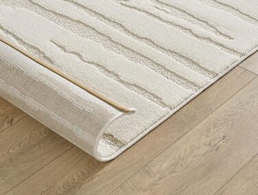 Килим Everest - сучасний коротковорсовий килим для вітальні та спальні з ефектом висоти-низькості, 3D-ефект, висока щільність ворсу та приємна м'якість, абстрактний дизайн, кремовий, 80 x 150 см