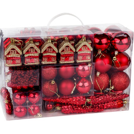 Набір прикрас на ялинку: новорічні кулі Рожево-золоті, 100 шт., діаметром 3, 4 та 6 см, пластикові. Ідеально для прикрашання ялинки на Різдво та Новий рік