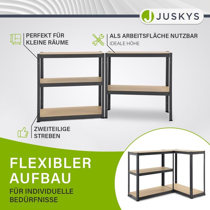 Металеві стелажі Juskys Basic 2 шт. 180x90x40 см - 1750 кг - 10 ярусів - сірий