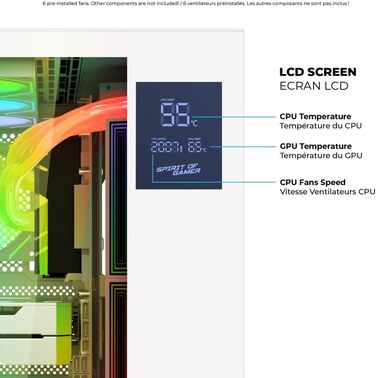 Spirit of Gamer Viper CRX: Корпус для ігрового ПК з 6 RGB вентиляторами, LCD дисплеєм та підтримкою водяного охолодження