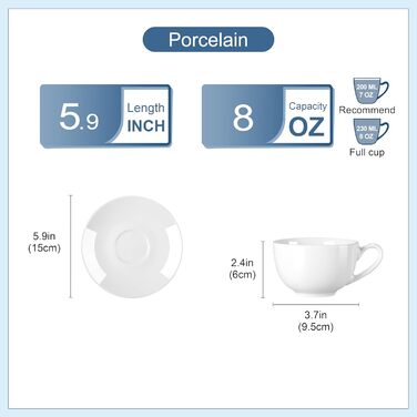 LOVECASA Кавовий сервіз з порцеляни, Sweet, 12-ти частинний, 230 мл, білий, для 6 осіб