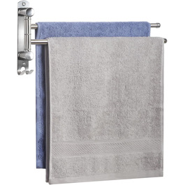 Поворотний тримач для рушників JSVER на 180° з нержавіючої сталі, 4-х віяльний, для ванної, кухні та гардеробу (срібло)