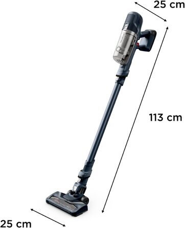 Rowenta X-Pert 6.60 акумуляторний пилосос: потужність 100W, 45 хв роботи, бездротовий, без мішка, LED-насадка, легкий, 0,55 л контейнер для сміття, насадка для щілин та кріплення на стіну, чорний/темно-сірий, RH6831EO