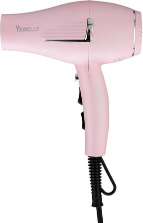 Професійний іонний фен для волосся Salon 2100W з дифузором та насадками, 3 режими температури, 2 швидкості, рожевий