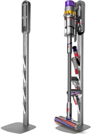 Тримач для пилососа Dyson Wandhalterung з зарядною станцією для V8–V15 та Gen5 – стабільний тримач для акумуляторного пилососа з органайзером для аксесуарів, щіток та кабелів (срібний)