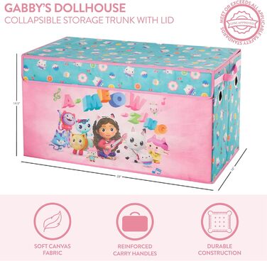 Складаний дитячий кейс для зберігання Gabby's Dollhouse Idea Nuova, міцний, з м'якою кришкою, 72,4x36,8x40,6 см