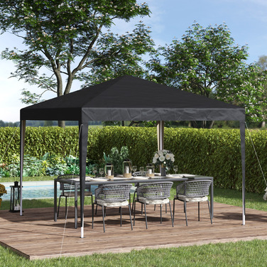 Outsunny Gazebo approx. 3x3m, water-resistant, stable, winter-proof, pop-up folding gazebo, UV protection, foldable party tent, garden tent with bag, garden gazebo for camping and garden, Black | Aosom