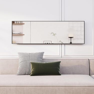 Large Standing Mirror with Black Metal Frame
