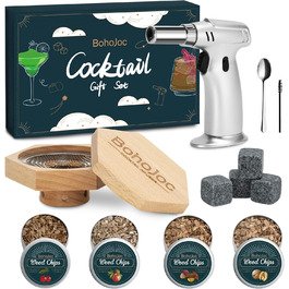 Valentine's Day gifts for him, gifts for men, dad, friend, cocktail smoking kit with flashlight, men's gifts, bourbon whiskey smoking set, men's gifts for Christmas (without butane)