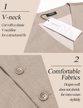 Кожаний жилет чоловічий COOFANDY - стильний західний жилет, V-подібний виріз, 3XL, кольору шампань