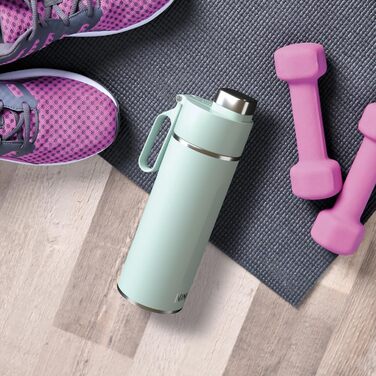 Ninja Thirsti Water Bottle/Thermo Cup to go, 700ml, leak-proof lid, for carbonated, hot & cold drinks, triple-insulated travel mug, stainless steel bottle, Mint, DW2401EUUKMT