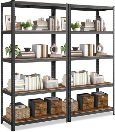 SONGMICS Industrial 5-Tier Shelf Unit - Vintage Brown & Black (60x120x200cm)