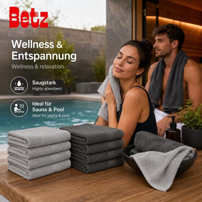 Набір мийних серветок Betz Premium зі 100% бавовни, 10 кольорів (антрацит та сріблясто-сірий), 30x30 см, 10 шт.