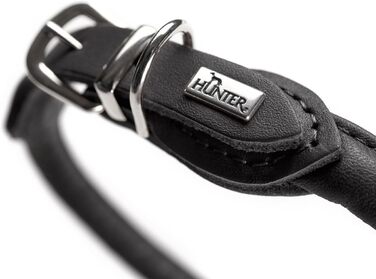 Нашийник для собак HUNTER ROUND & SOFT, чорний, м'яка шкіра, нейлон, безшовний, розмір 45