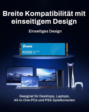 SSD BIWIN NV7200 M.2 2TB NVMe 2.0 PCIe Gen4x4 - до 7200 МБ/с, HMB, для ПК, ноутбука, PS5