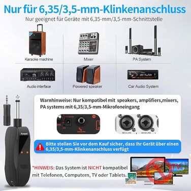 Aveek Караоке Мікрофон Бездротовий Набір, 2 шт. (2.4GHz, 6.35/3.5mm, з перезаряджаним приймачем)