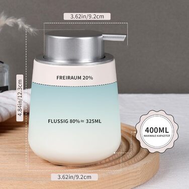 Дозатор для миючого засобу BosilunLife, 350 мл, наповнюваний, велика кнопка, стильний, неслизький, BPA-free для кухні та ванної кімнати