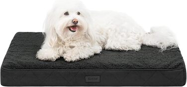 Ортопедичне ліжко для собак Lionto, 76x51x8 см, міцне, з м'яким плюшем, знімний та пральний чохол, водовідштовхувальне, підходить для собак та котів, чорний