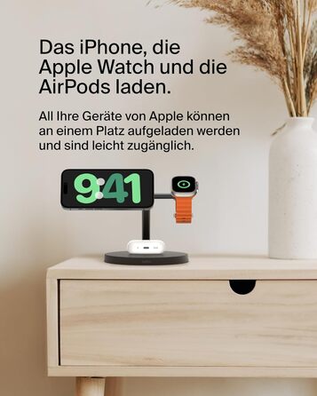 Belkin MagSafe 3-в-1 Бездротова Зарядка 15W для iPhone, Apple Watch та AirPods (Чорний)