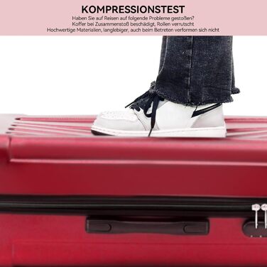 Набір валіз Beibye Hartschalen: M, L, XL з ABS матеріалу, ручна класть, телескопічна ручка, коліщата, захисне замкове механізм