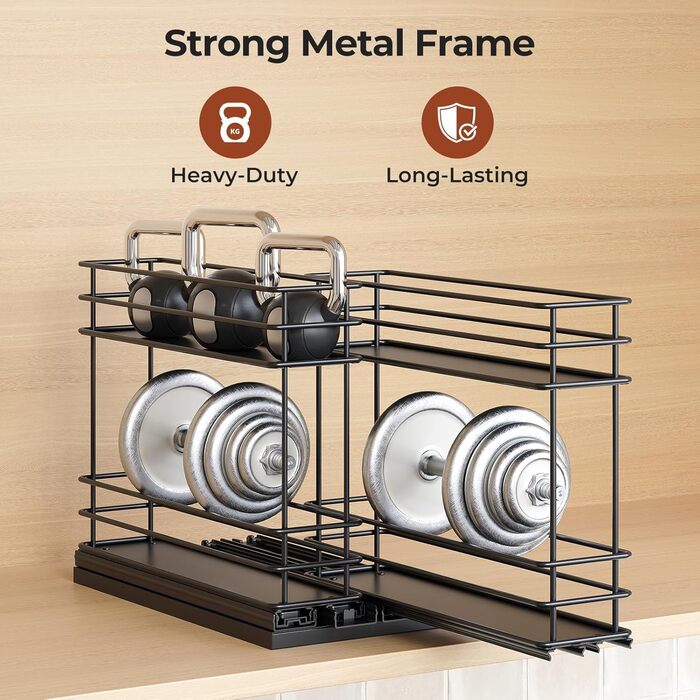 Організатор для спецій Orimade - висувна полиця для спецій, 3 шт (2 шт 5см, чорний)