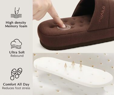 Чоловічі домашні тапочки KuaiLu, стильні, з м'якою устілкою з піною пам'яті, з цупкою гумовою підошвою, для дому та вулиці (темно-коричневі, 43 EU)