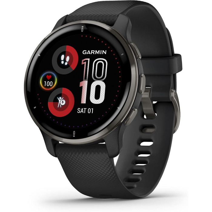 Розумний годинник Garmin Venu 2 Plus: GPS, фітнес, AMOLED-дисплей, 25+ видів спорту, Music Pay (Чорний/Шкіряний)