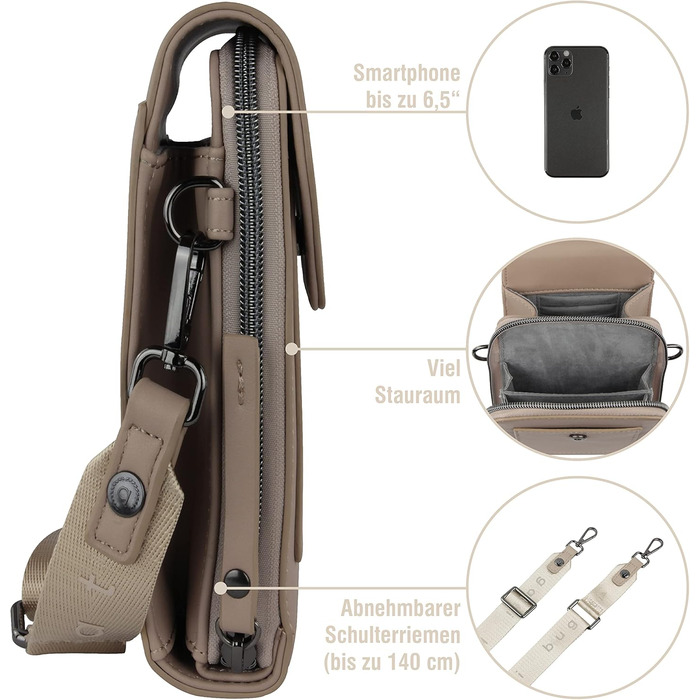 Сумка Bugatti Almata на плече з відділенням для смартфона, кросбоді для жінок (пісочний колір)