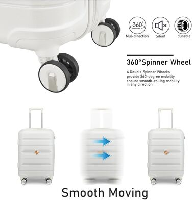 Валіза-тележка Sea Choice з жорстким корпусом, розширювана, ручна поклажа, 55 см, білий колір, з TSA замком та 360° колесами