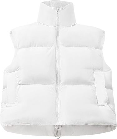 Стежка Daen з коміром-стійкою, застібка на блискавку, коротка жилетка, утеплена, білий, XXL
