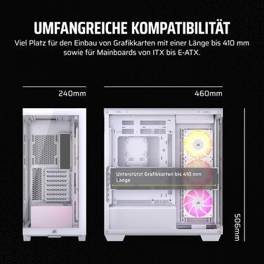 Корпус ПК CORSAIR 3500X Mid-Tower ATX з панорамним склом, білий, з 3 вентиляторами RS120, сумісний з перевернутим розташуванням материнської плати