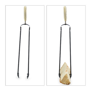Relaxdays 5-Piece Fireplace Set black/gold