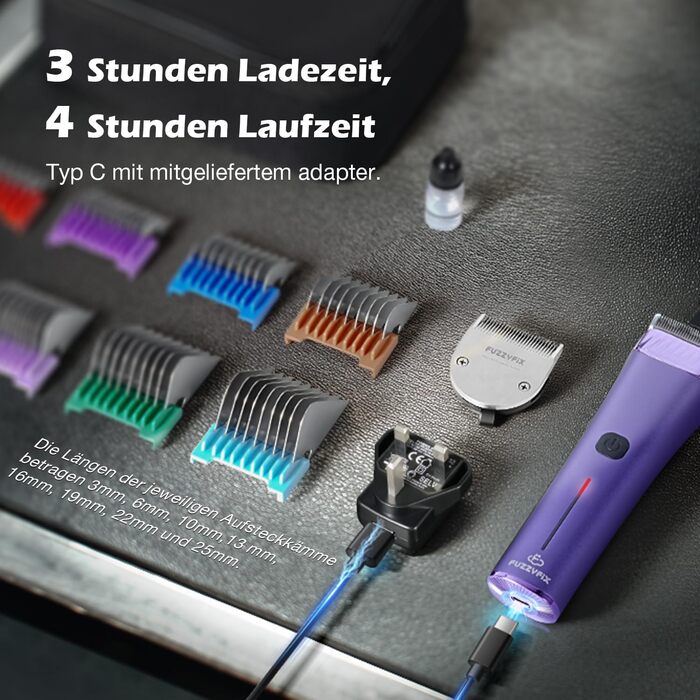 Професійна машинка для стрижки собак з запасним лезом, 5-в-1, фіолетовий колір