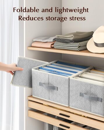 4 Piece Drawer Organizer, Jeans Closet Organizer, Foldable Storage Box with Compartments for Storing Clothes, Jeans, Shirts, Blankets, Underwear