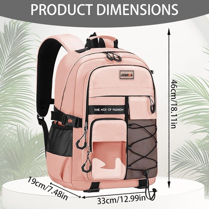 Водонепроникний рюкзак для школи: великий, міцний, для підлітків та дорослих (рожевий)