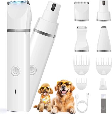 Триммер для собак Pw Trim Pro: тихий, водонепроникний, для догляду за лапами, очима, вухами, обличчям та тілом (набір)