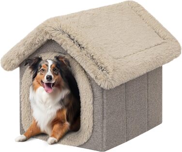 Будиночок для тварин: собачий/кітчий домік, м'яка печеринка, 55x60x60 см, капучино