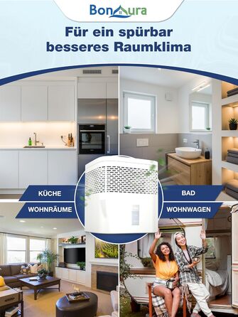 Зволожувач повітря BonAura® без електроенергії для підвалів, ванних кімнат та інших приміщень - набір гранул осушувача (450г) - захист від плісняви, колір Off White