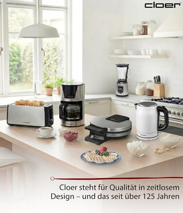 Електричний чайник Cloer 4511 з нержавіючої сталі, 2200 Вт, білий, 1 літр