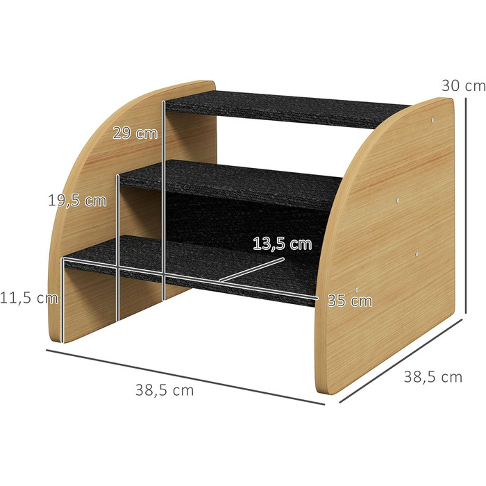 Сходинки для собак PawHut - 3 сходинки, 30 см, з боковинами. Підходить для маленьких собак та котів. Для підйому на ліжко, диван, у машину. Колір: дуб