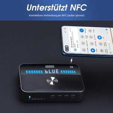 August MR285 Bluetooth 5.3 Аудіо Адаптер: Передавач/Приймач з NFC, Multipoint, AUX, RCA, Оптичний, Коаксіальний, USB для TV, PC, Авто