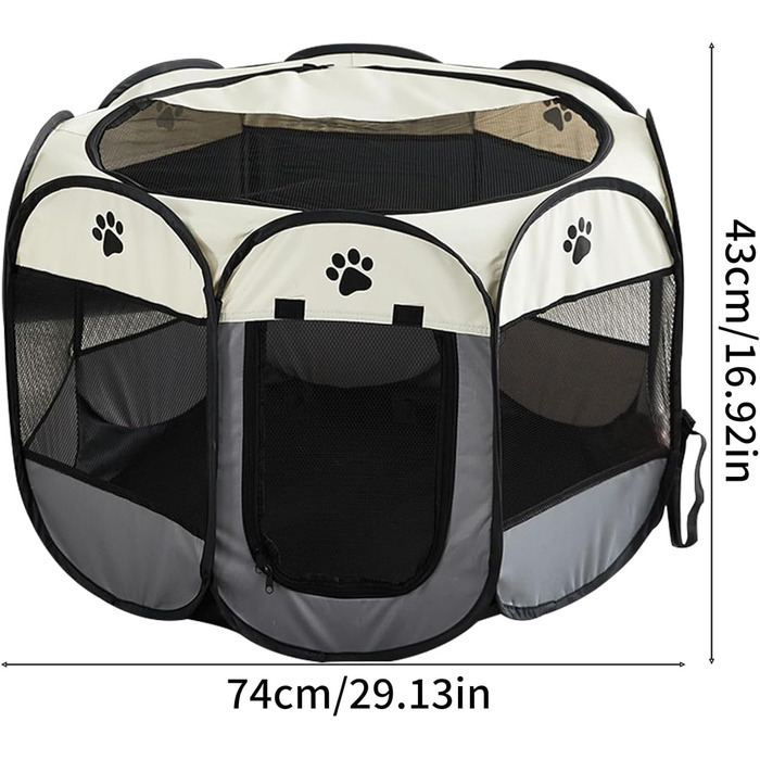 Клітка-вигул для цуценят та котів, 74x74x43 см, сірий (6 панелей)