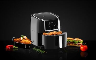 Фритюрниця VERTENZ Taste 70, 7,7 л, аерофритюрниця XXL, 1800 Вт, LED-екран, 8 програм, антипригарний кошик, без олії, чорна