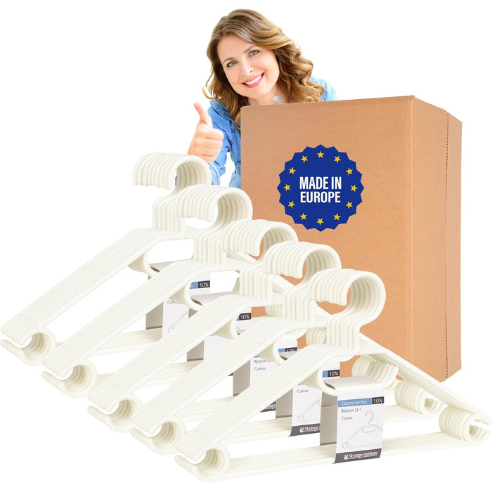 50 вешалок для одягу з обертовими гачками на 360 градусів, з переробленого пластику, чорного кольору, неслизькі, економія місця, Made in EU. Блок Hlkauf 50x чорний & Hlkauf-block (50x білий & Hlkauf-block)