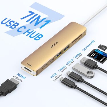 MOKiN USB-C хаб 6 в 1: HDMI 4K, 2xUSB 3.0, USB 2.0, SD/MicroSD, для MacBook, XPS та інших пристроїв