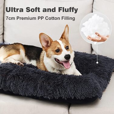 Килимок для собак, великий, 90 x 58 см, пральний, пухнастий, Sherpa, з неслизькою основою, теплий лежак для собак та котів, сірий (XL)