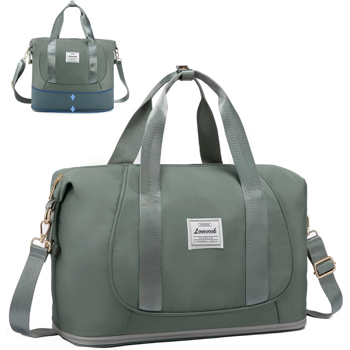 LOVEVOOK Сумка ручної поклажі Ryanair, 40x30x20 см, розширювана, для подорожей літаком, зелена