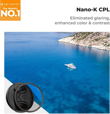 Поляризаційний фільтр K&F Concept Nano CPL 40.5mm з кришкою об'єктива, серветкою для чищення та захисним фільтром з 18-шаровим нанопокриттям