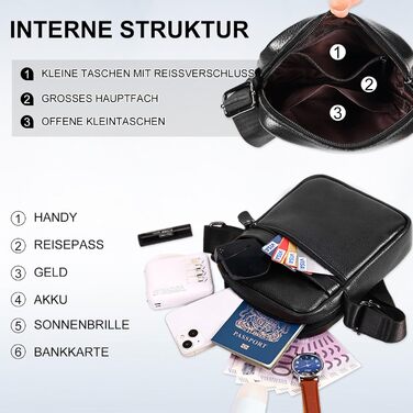 Чоловіча сумка через плече Leathario з натуральної шкіри, велика місткість, чорна